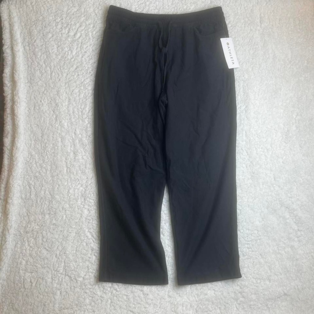 NWT athleta farallon black womens sweatpants wide leg‎